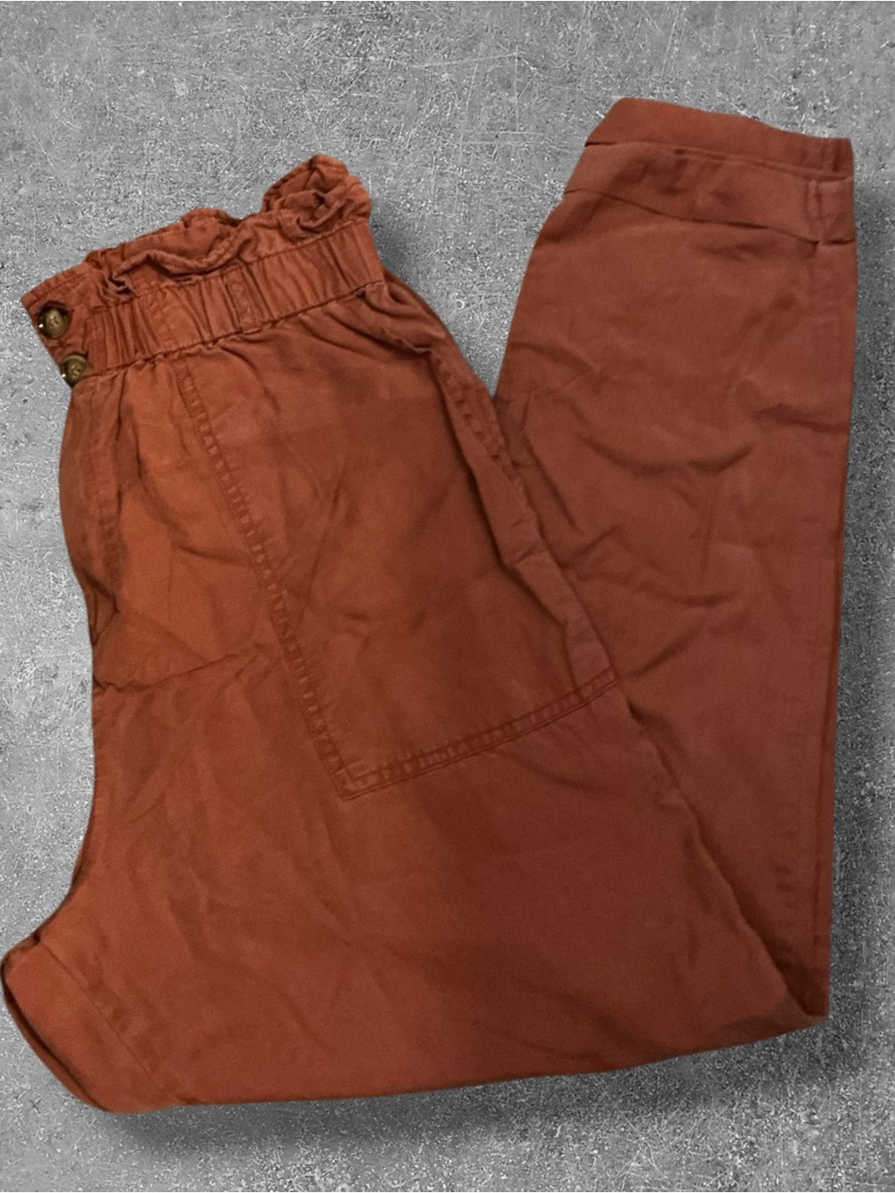 🌺C’EST TOI Rust Paperbag Waist Ankle Pants - Women
